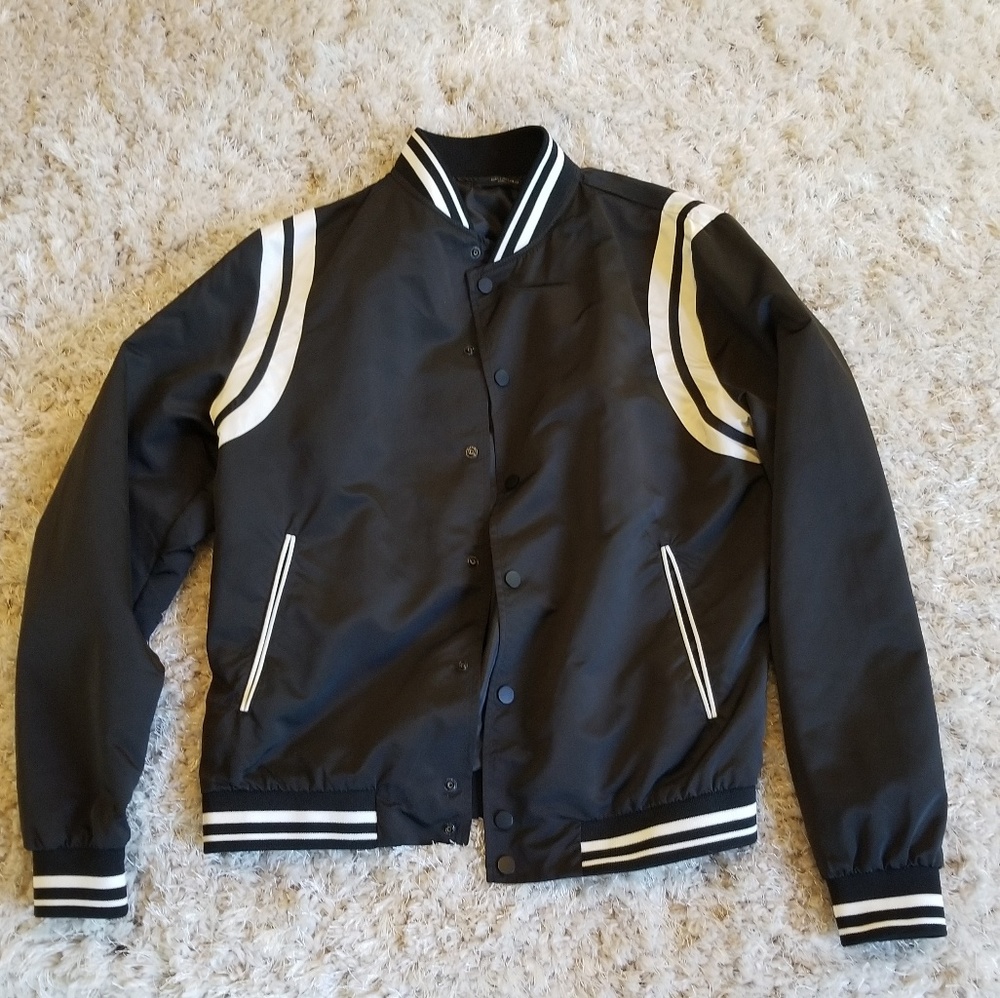 Zara black polyester bomber jacket size large